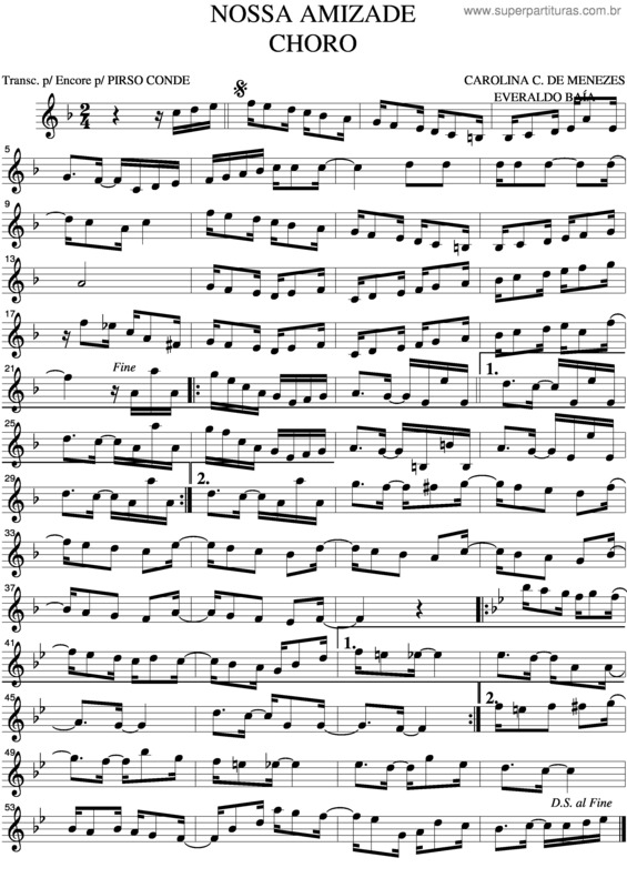 Partitura da música Nossa Amizade v.2