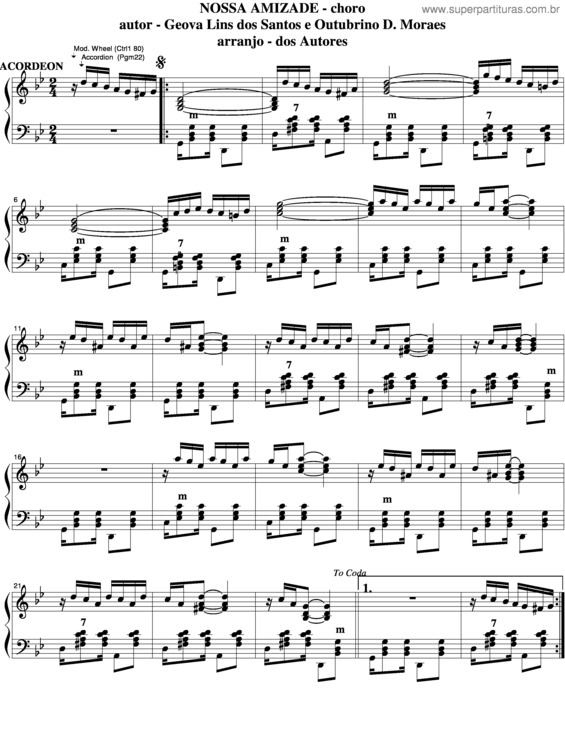 Partitura da música Nossa Amizade v.7