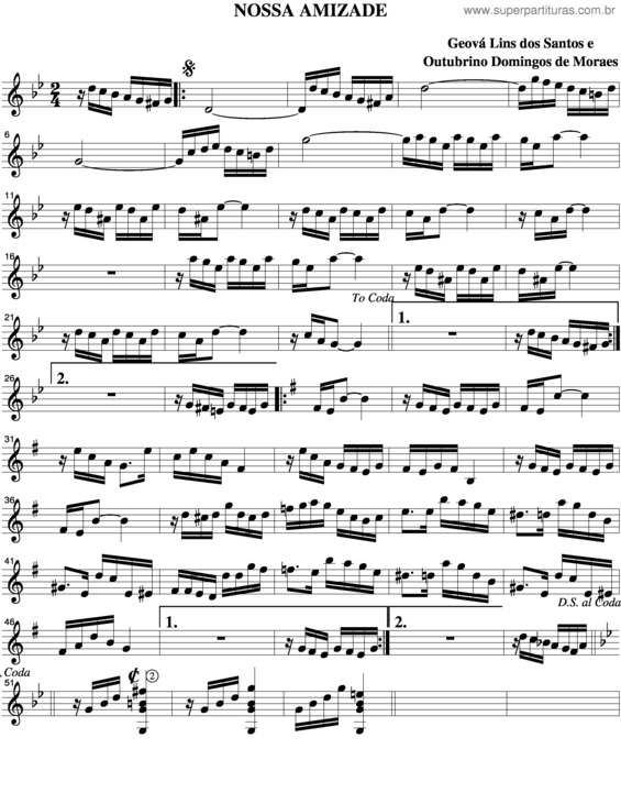 Partitura da música Nossa Amizade