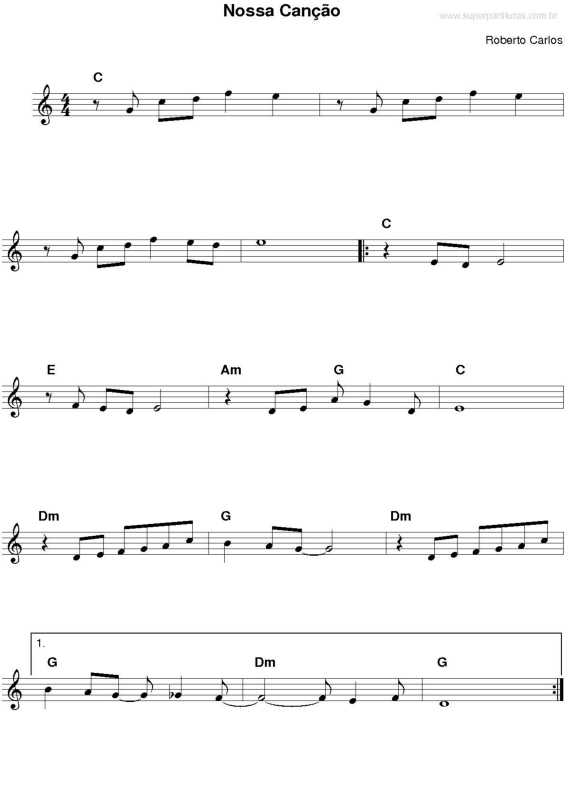 Partitura da música Nossa Canção