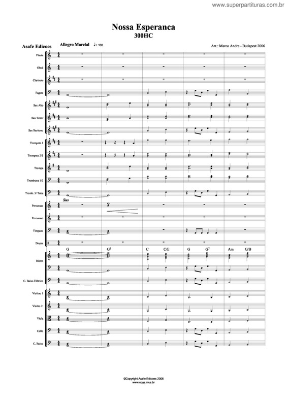 Partitura da música Nossa Esperança - 300 HC v.2