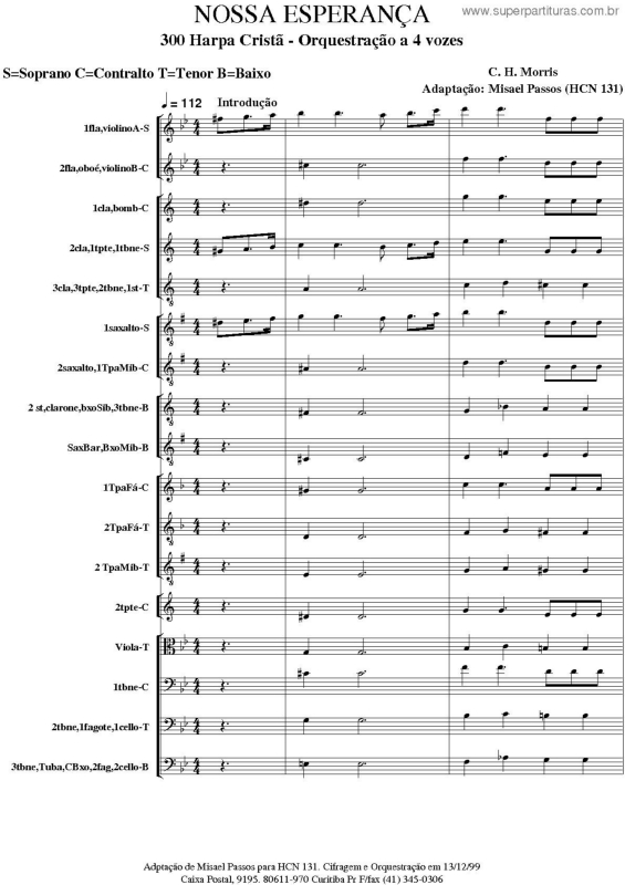 Partitura da música Nossa Esperança - 300 HC v.3