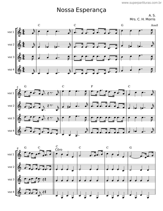 Partitura da música Nossa Esperança – A. S.