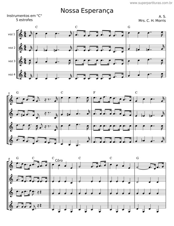 Partitura da música Nossa Esperança – Mrs. C. H. Morris