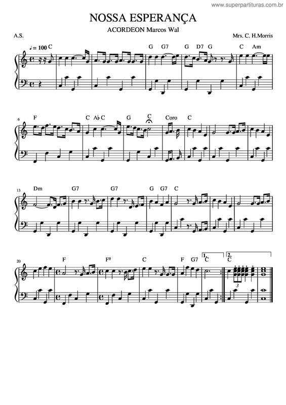 Partitura da música Nossa Esperança v.2