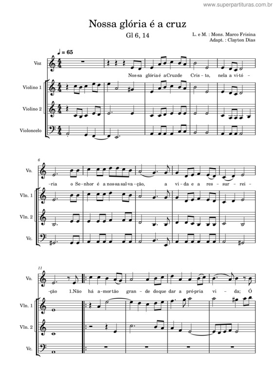 Partitura da música Nossa Glória É A Cruz
