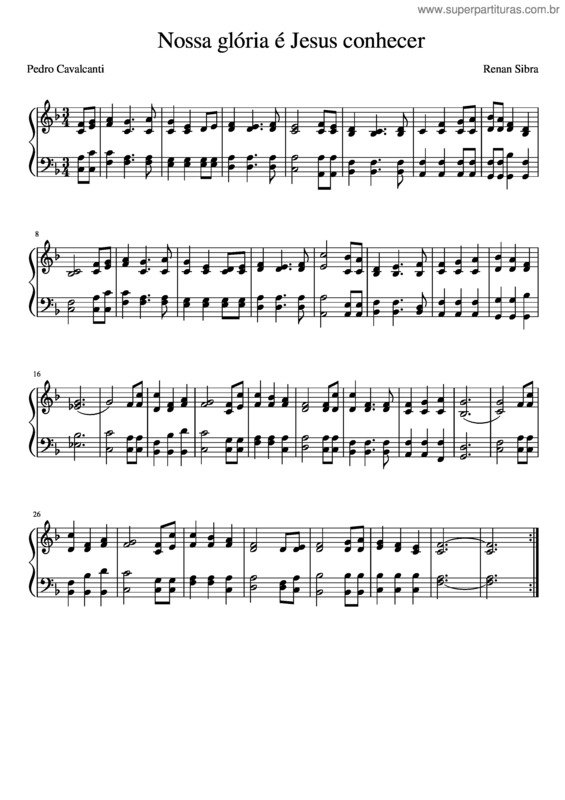 Partitura da música Nossa Glória É Jesus Conhecer