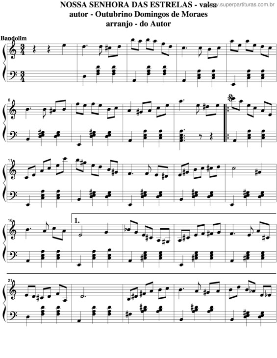 Partitura da música Nossa Senhora Das Estrelas v.2