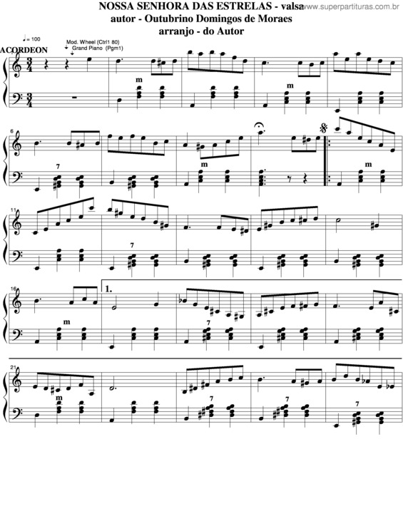 Partitura da música Nossa Senhora Das Estrelas