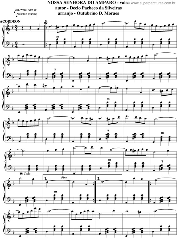 Partitura da música Nossa Senhora Do Amparo v.3