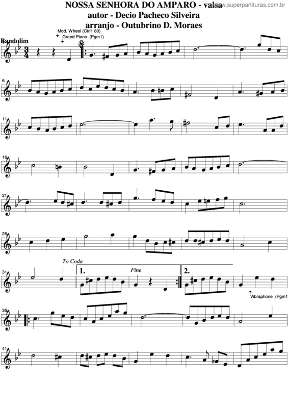 Partitura da música Nossa Senhora Do Amparo v.4