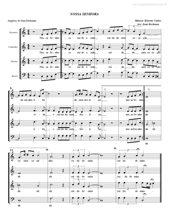 Partitura da música Nossa Senhora