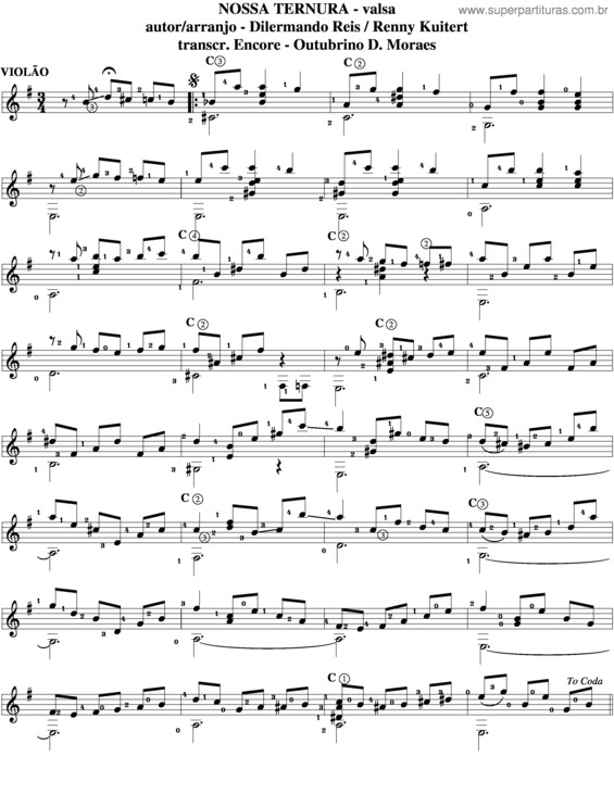 Partitura da música Nossa Ternura v.3