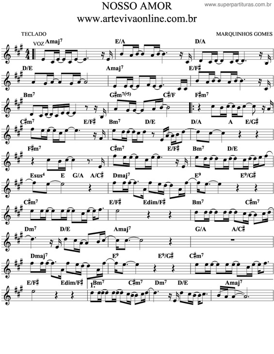 Partitura da música Nosso Amor v.4