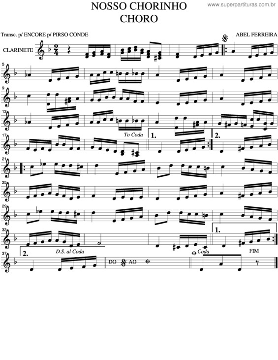 Partitura da música Nosso Chorinho