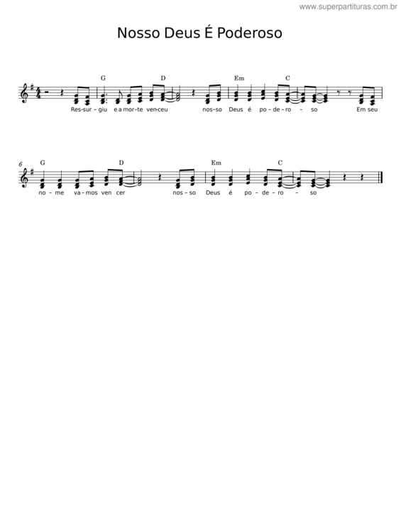 Partitura da música Nosso Deus É Poderoso v.2