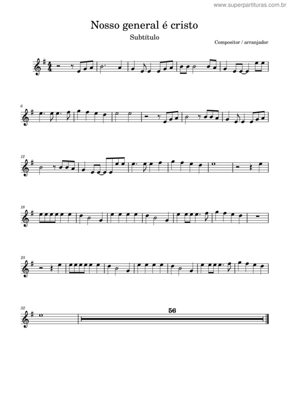 Partitura da música Nosso General É Cristo