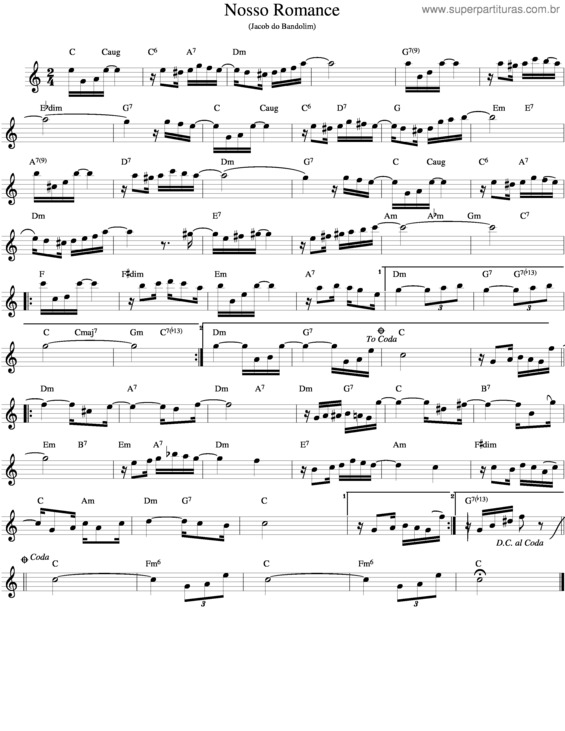 Partitura da música Nosso Romance v.2