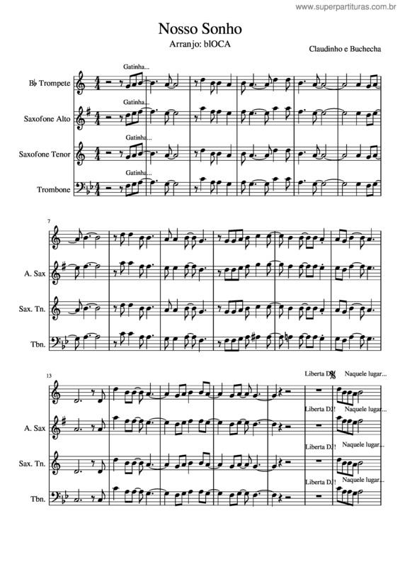 Partitura da música Nosso Sonho–Geral