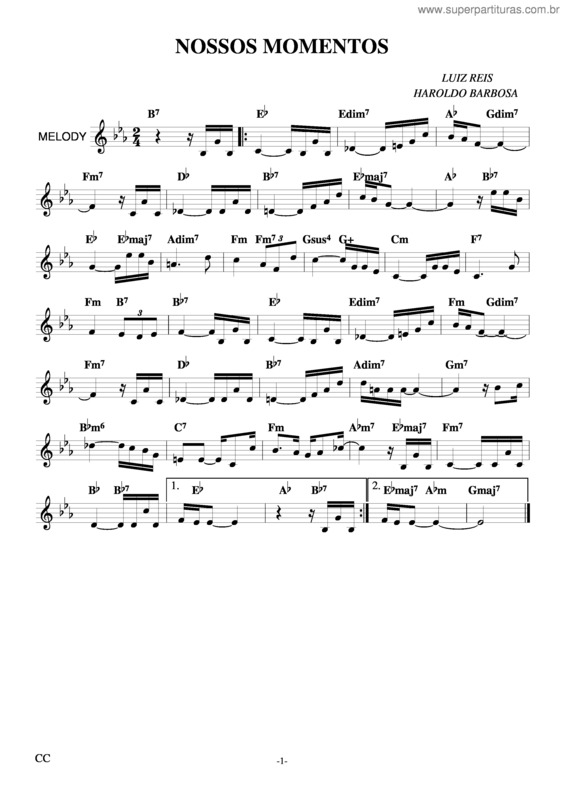 Partitura da música Nossos Momentos