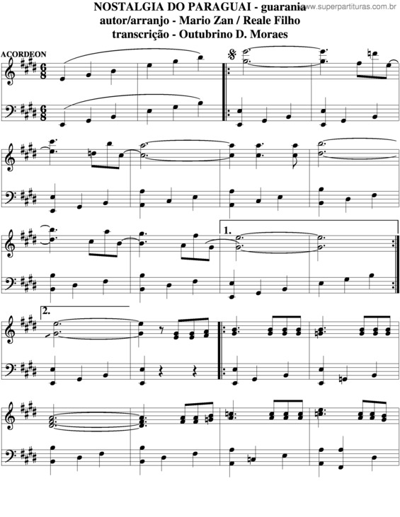 Partitura da música Nostalgia Do Paraguai v.3