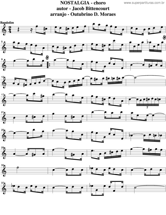 Partitura da música Nostalgia v.2