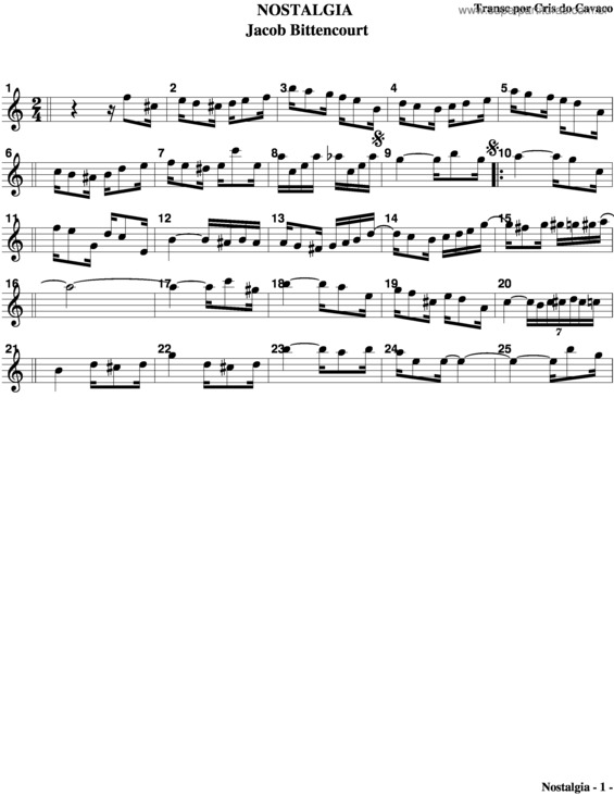 Partitura da música Nostalgia v.4