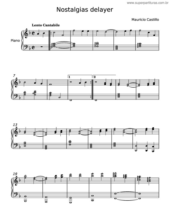 Partitura da música Nostalgias Del Ayer – Castillo Hidalgo, Mauricio Andrés