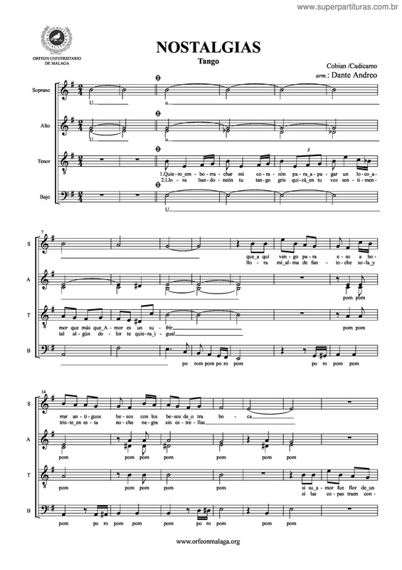 Partitura da música Nostalgias v.2