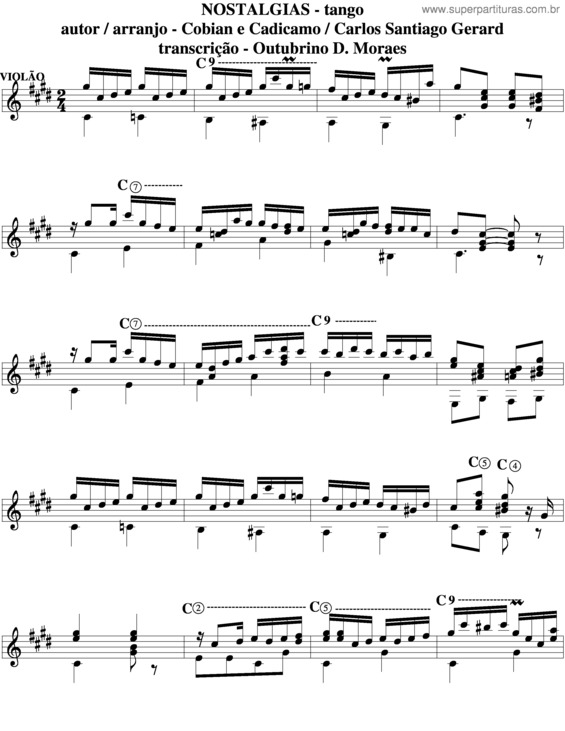 Partitura da música Nostalgias v.5