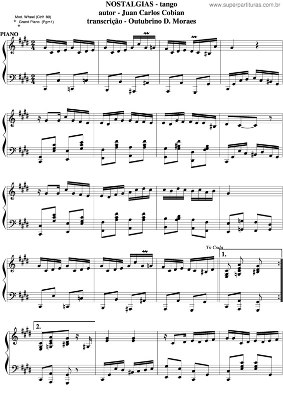 Partitura da música Nostalgias v.6