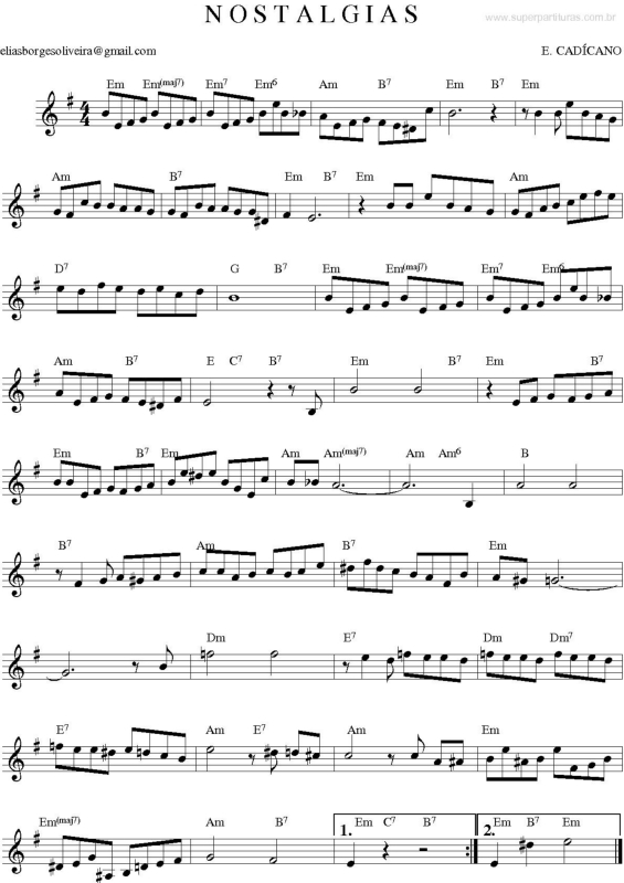 Partitura da música Nostalgias