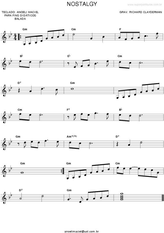 Partitura da música Nostalgy