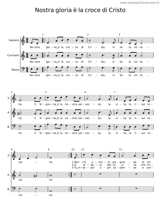 Partitura da música Nostra Gloria È La Croce Di Cristo v.3