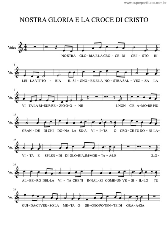 Partitura da música Nostra Gloria E La Croce Di Cristo