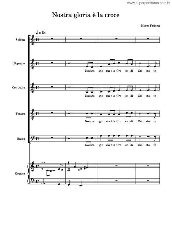 Partitura da música Nostra Gloria È La Croce