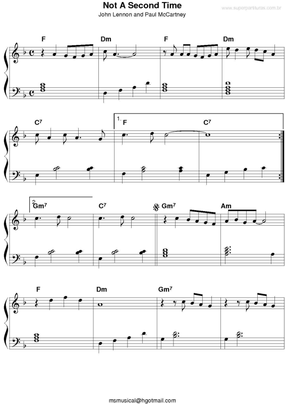 Partitura da música Not A Second Time