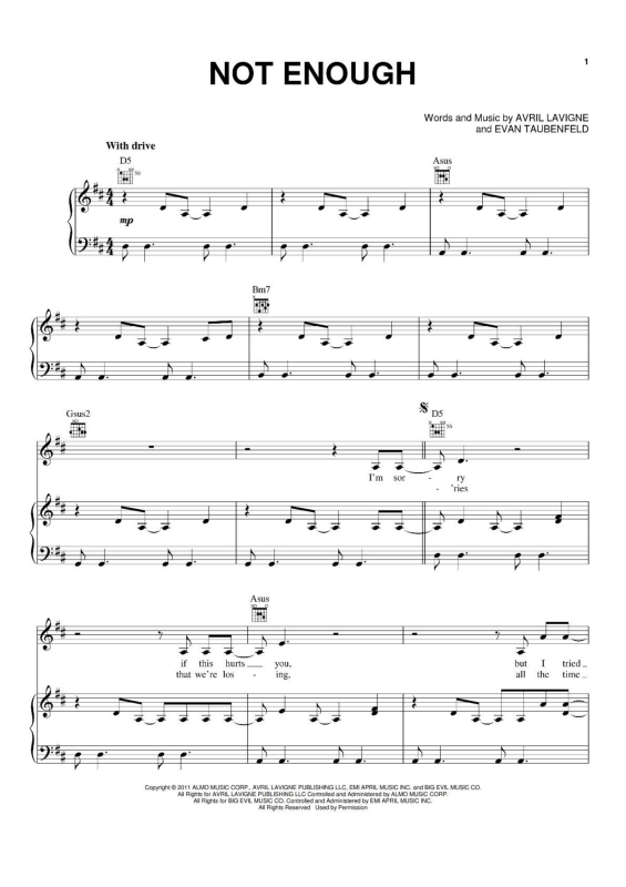 Partitura da música Not Enough