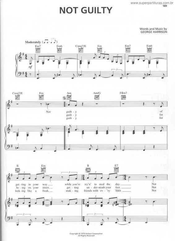 Partitura da música Not Guilty