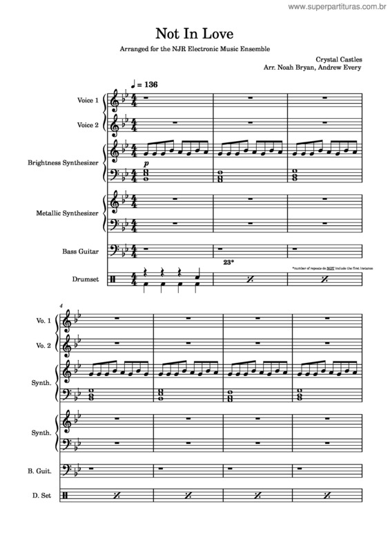 Partitura da música Not In Love