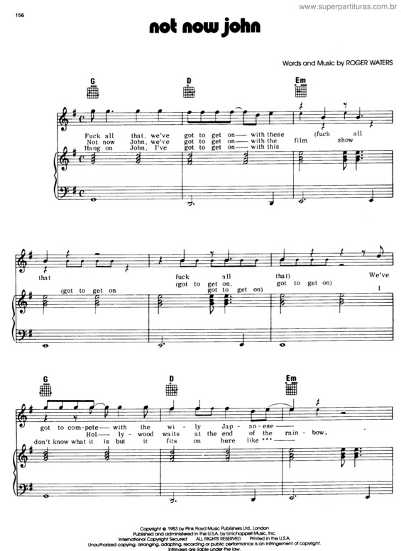 Partitura da música Not Now John v.2