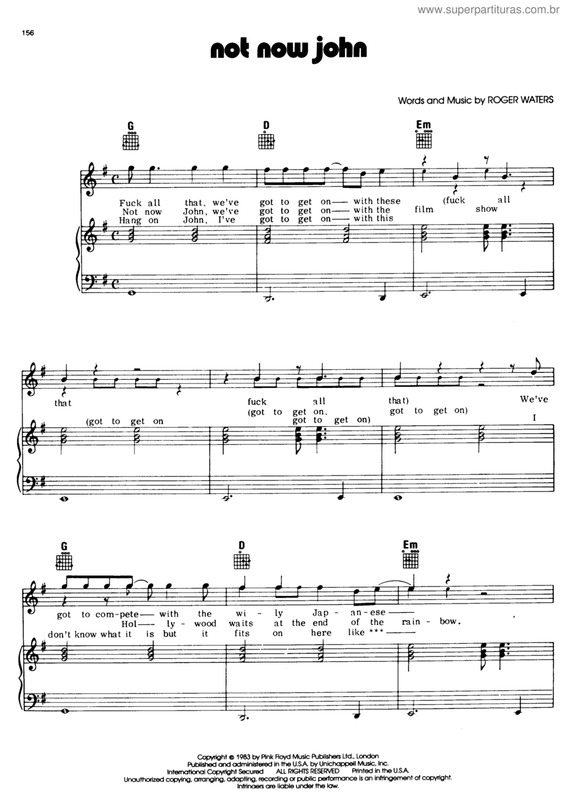 Partitura da música Not now John