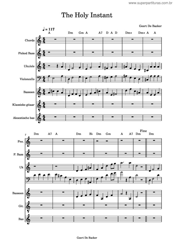 Partitura da música Not Ready For The Holy Instant – Geert De Backer