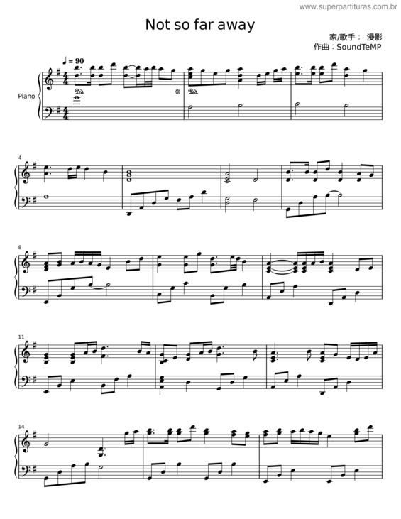 Partitura da música Not So Far Away