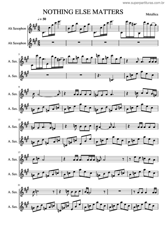 Partitura da música Nothing Else Matters v.17