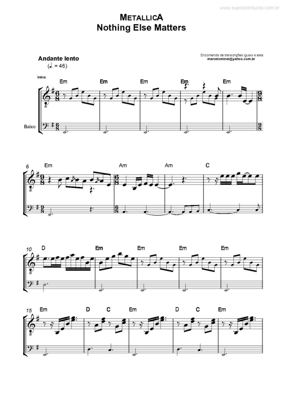 Partitura da música Nothing Else Matters v.2