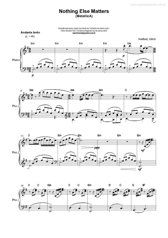 Partitura da música Nothing Else Matters v.3