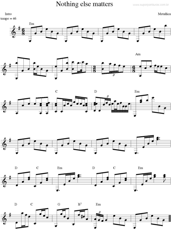 Partitura da música Nothing Else Matters v.6