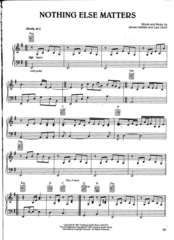 Partitura da música Nothing Else Matters v.7