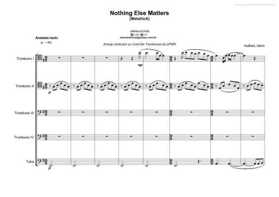 Partitura da música Nothing Else Matters